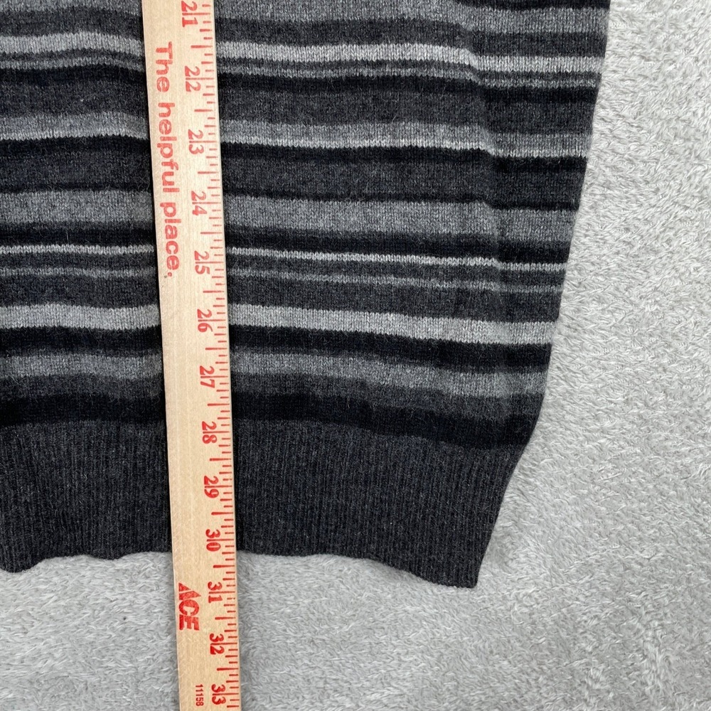 Marshall Fields Sweater Mens XL Gray Striped V Neck 100% Cashmere Long Sleeve - Picture 4 of 6